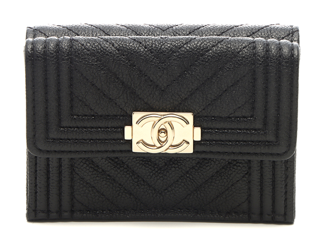 CHANEL シャネル ボーイシャネルVステッチ コンパクトウォレット 三