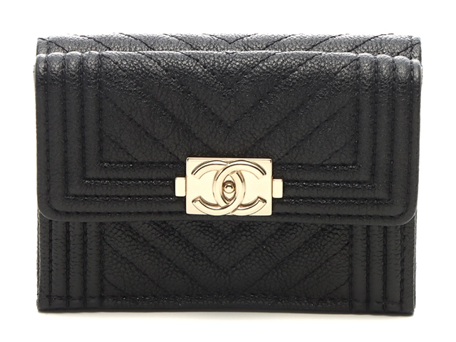 CHANEL シャネル ボーイシャネルVステッチ コンパクトウォレット 三