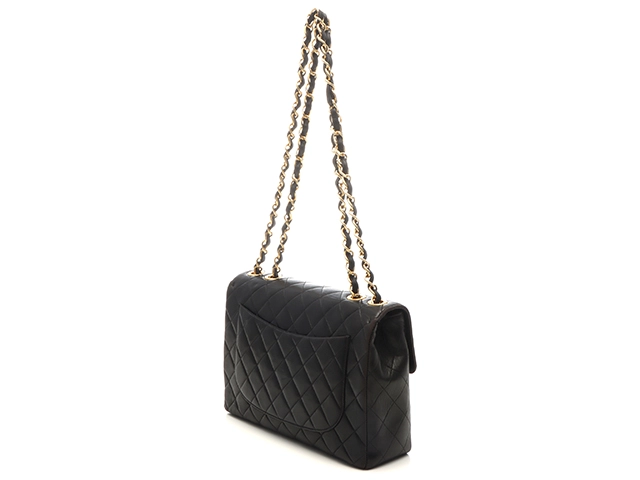 CHANEL シャネル デカマトラッセ３０ Ｗチェーンショルダー ブラック/ゴールド金具 ラムスキン 【472】YY