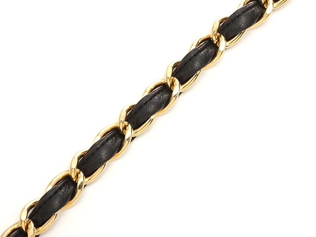 CHANEL シャネル デカマトラッセ３０ Ｗチェーンショルダー ブラック/ゴールド金具 ラムスキン 【472】YY