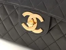 CHANEL シャネル デカマトラッセ３０ Ｗチェーンショルダー ブラック/ゴールド金具 ラムスキン 【472】YY