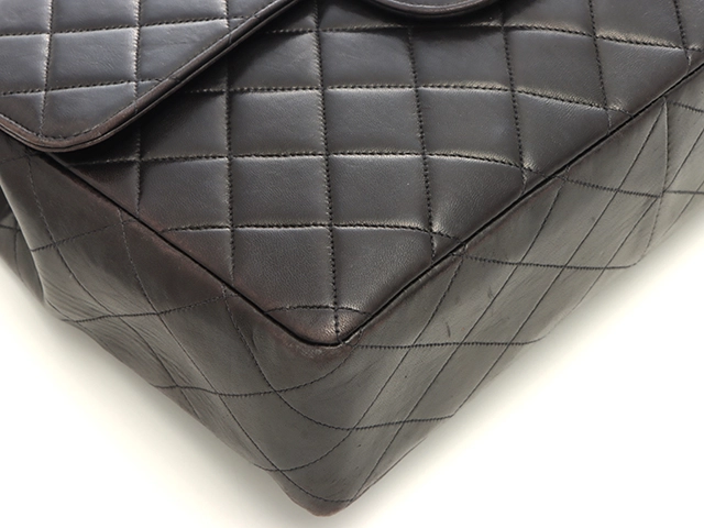 CHANEL シャネル デカマトラッセ３０ Ｗチェーンショルダー ブラック/ゴールド金具 ラムスキン 【472】YY