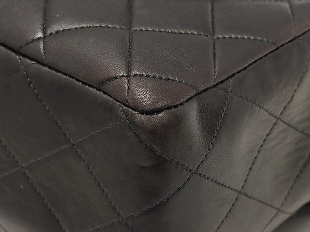 CHANEL シャネル デカマトラッセ３０ Ｗチェーンショルダー ブラック/ゴールド金具 ラムスキン 【472】YY