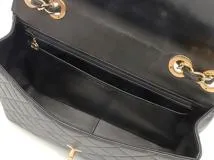 CHANEL シャネル デカマトラッセ３０ Ｗチェーンショルダー ブラック/ゴールド金具 ラムスキン 【472】YY