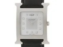 HERMES エルメス Hウォッチ メンズ 男性用腕時計 ホワイトシェル文字盤 11Pダイヤモンド ステンレス アリゲーターストラップ クオーツ  HH1.510e 【474】 の購入なら「質」の大黒屋（公式）