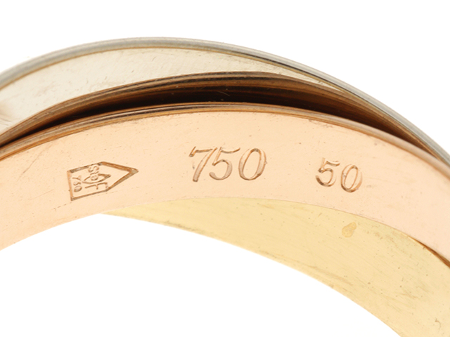 Cartier カルティエ トリニティリング 3カラー 18Kホワイトゴールド/ピンクゴールド/イエローゴールド 約 6.6g 50号 シリアルなし旧型【472】AH