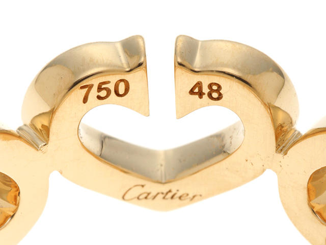 Cartier　カルティエ　リング　指輪　Cハートリング　イエローゴールド　ダイヤモンド　6.5ｇ　48号　【432】