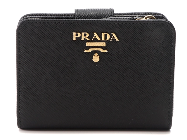 ネット限定】PRADA プラダ 二つ折財布 1ML018 サフィアーノ ブラック