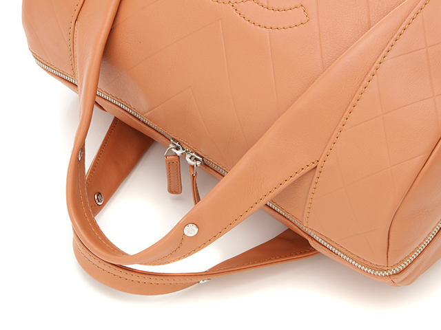 CHANEL シャネル Vステッチミニボストンバッグ A30899 レザー ブラウン