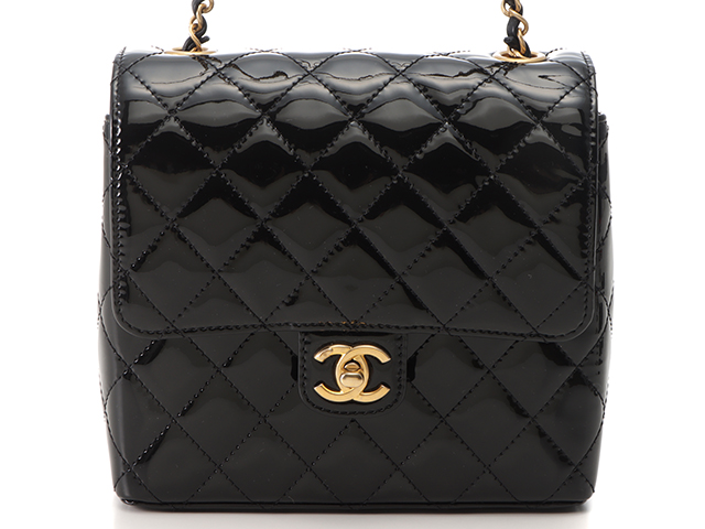 CHANEL　シャネル　　ショルダーバッグ　スモールフラップチェーンショルダー　AS3649 B09577 94305　パテント／カーフスキン　 ブラック/GP【472】