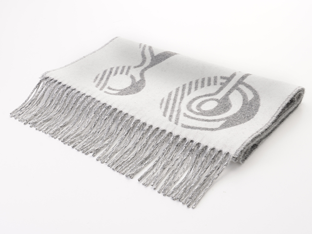 HERMES エルメス ドレ・バックル カシミヤマフラー グレー×アイボリー