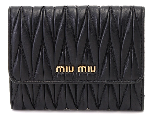 miu miu ミュウミュウ マテラッセ Wホック財布 ブラック レザー 5MH523 
