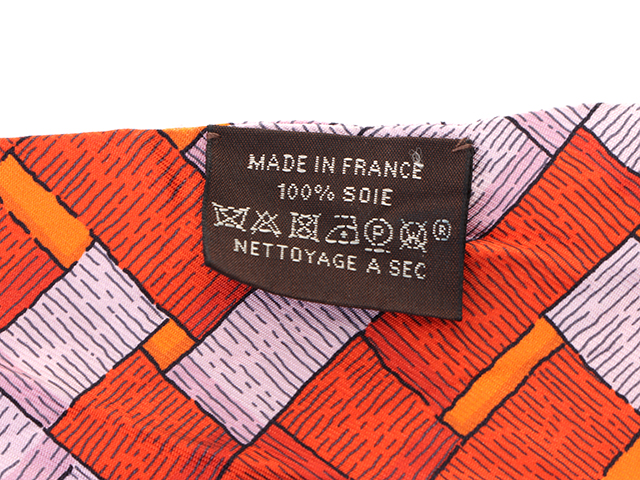 HERMES エルメス ツイリー オレンジ シルク シワあり 【430