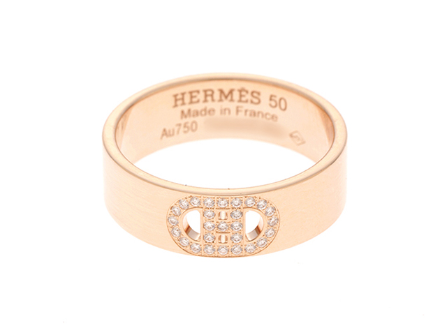 HERMES エルメス 指輪 リング Hダンクル PM K18 ピンクゴールド ダイヤモンド ＃50 4.6g【473】