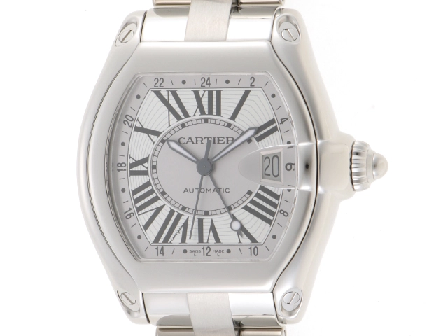 Cartier カルティエ 腕時計 ロードスターGMT W62032X6 ステンレス シルバー文字盤 100m防水 自動巻き【472】SJ