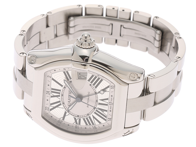 Cartier カルティエ 腕時計 ロードスターGMT W62032X6 ステンレス シルバー文字盤 100m防水 自動巻き【472】SJ