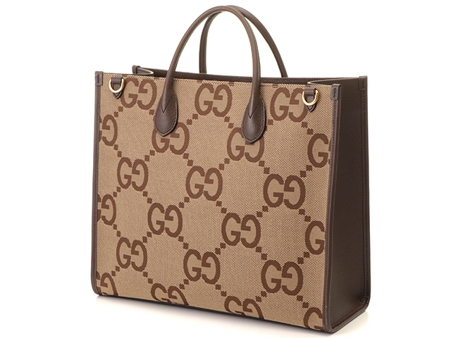 GUCCI グッチ バッグ ジャンボGGトートバッグ 678839 UKMDG 2570 キャメル/エボニー キャンバス/レザー 2143500274835 【472】