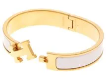エルメス　HERMES　クリック クラック PM　ブレスレット　バングル　ゴールド/ホワイト　GP/エナメル　2143500277393　【207】