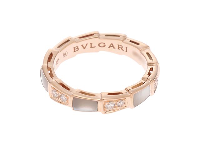 BVLGARI ブルガリ リング セルペンティ ヴァイパー リング K18PG/ピンクゴールド ホワイトシェル ダイヤモンド 約3.4g 50号  353207【472】AH の購入なら「質」の大黒屋（公式）