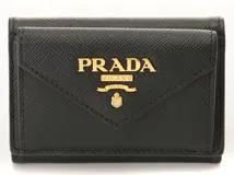 PRADA プラダ 1MH021 3つ折り サフィアーノ 黒 ブラック ノワール ミニウォレット コンパクトウォレット ゴールド金具 レザー  レディース 【208】2143500281260 の購入なら「質」の大黒屋（公式）