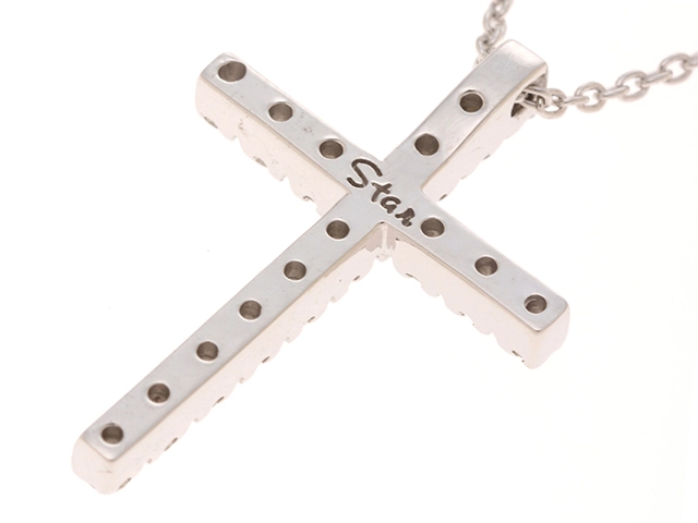 STAR JEWELRY スタージュエリ― ネックレス K18ホワイトゴールド ダイヤモンド0.16カラット 重さ3.4g 【472】HA