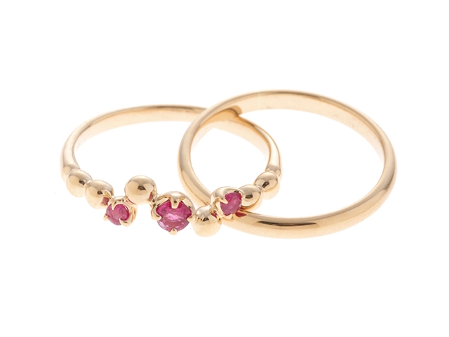 4℃ ヨンドシー リング K18イエローゴールド ルビー 4.5g 9号~10号【433】2143500284353