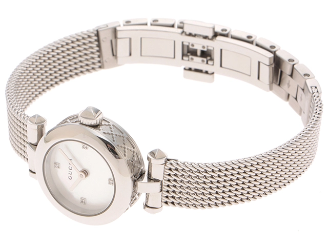 GUCCI　グッチ　ディアマンティッシマ　141.5　腕時計　シェル・4Pダイヤ文字盤　クオーツ　ステンレススチール　レディース　2143500284933　【205】