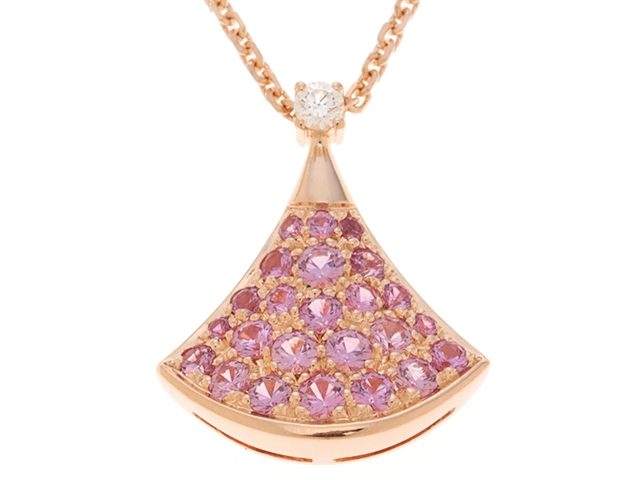 BVLGARI ブルガリ ディーヴァ ドリーム ネックレス  355889 ピンクゴールド ピンクサファイヤ/ダイヤモンド 2019年正規品【472】SJ