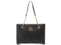GUCCI　グッチ　ＧＧマーモント　キルティングミディアムチェーン　トートバッグ　ブラック　レザー　人気　ブランド品　ブラック　2143500287460　【208】