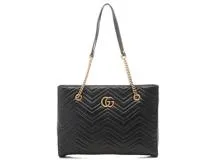 GUCCI　グッチ　ＧＧマーモント　キルティングミディアムチェーン　トートバッグ　ブラック　レザー　人気　ブランド品　ブラック　2143500287460　【208】