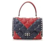 VALENTINO バレンティノ キャンディスタッド 2WAYバッグ RW2B0B55LPR レザー レッド/ネイビー 【460】2143500287491