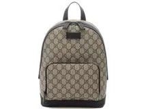 GUCCI　グッチ　GGスプリーム　リュックサック　429020　ベージュ／ブラック　PVC／レザー　バックパック【434】2143500288016