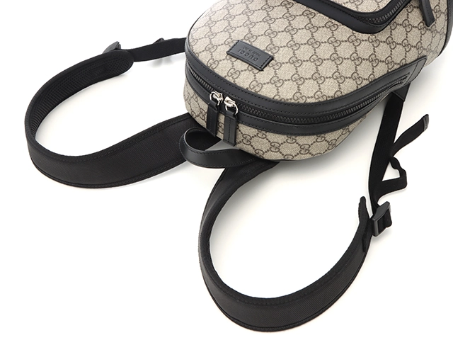 GUCCI グッチ GGスプリーム リュックサック 429020 ベージュ/ブラック PVC/レザー バックパック【434】2143500288016