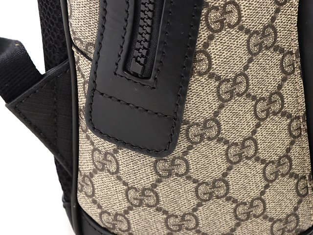 GUCCI グッチ GGスプリーム リュックサック 429020 ベージュ/ブラック PVC/レザー バックパック【434】2143500288016