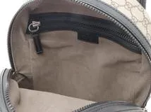 GUCCI　グッチ　GGスプリーム　リュックサック　429020　ベージュ／ブラック　PVC／レザー　バックパック【434】2143500288016