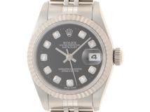 T番1997年8月　ROLEX　ロレックス　デイトジャスト WG/SS　ダイヤ　69174G　ブラック　レディース　自動巻き2143500288214【432】