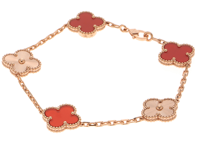 14kgfカーネリアン ハートカットブレスレット Van Cleef & Arpels スウィート アルハンブラ ハート ブレスレット