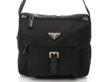PRADA プラダ ショルダーバッグ ブラック ナイロン／レザー