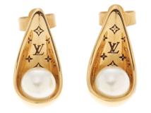 LOUIS VUITTON　ルイヴィトン　ブックル　ドレイユ・プュッス・パーリーグラム　ピアス　ゴールドメッキ　ＧＰ　M67331【431】2143500292808