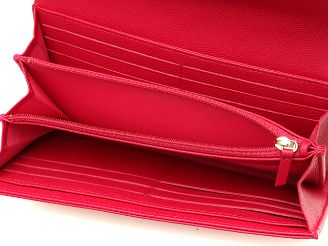 CHANEL シャネル カメリアZIP長財布 ピンク キャビアスキン 【436】 の