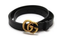 GUCCI グッチ ダブルGバックル ベルト 85/34 409417 ブラック レザー