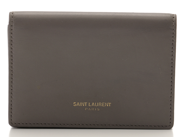 SAINT LAURENT サンローラン カードケース レザー グレー【435】 の