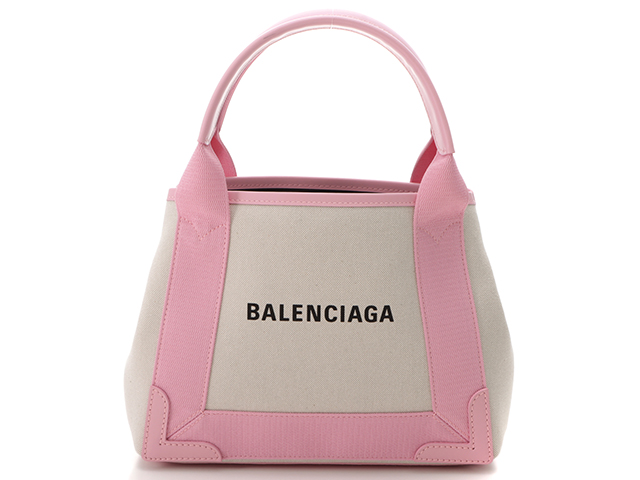 BALENCIAGA バレンシアガ トートバッグ ネイビーカバスXS ホワイト ピンク キャンバス カーフ【430】HGの購入なら「質」の大黒屋（公式）