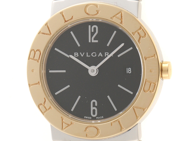 BVLGARI　ブルガリ　ブルガリ・ブルガリ　BB26SL　クオーツ　デイト　SS　革ベルト　ブラック　レディース　腕時計松前R56号店