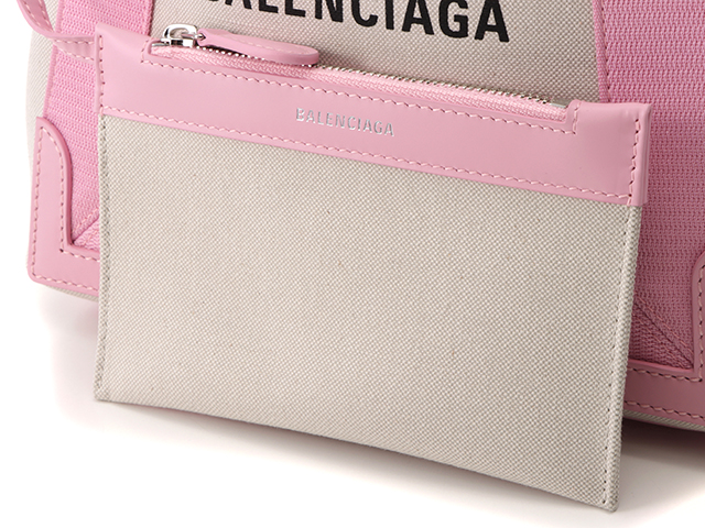 BALENCIAGA　バレンシアガ　ネイビーカバスXS　390346・5961　キャンバス　カーフ　ナチュラル　ピンク　【430】　 2143600317739