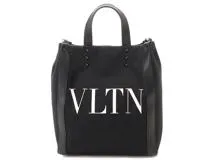 VALENTINO ヴァレンティノ VLTN エコラボミニトート ロックスタッズ ブラック キャンバス/レザー【434】  の購入なら「質」の大黒屋（公式）