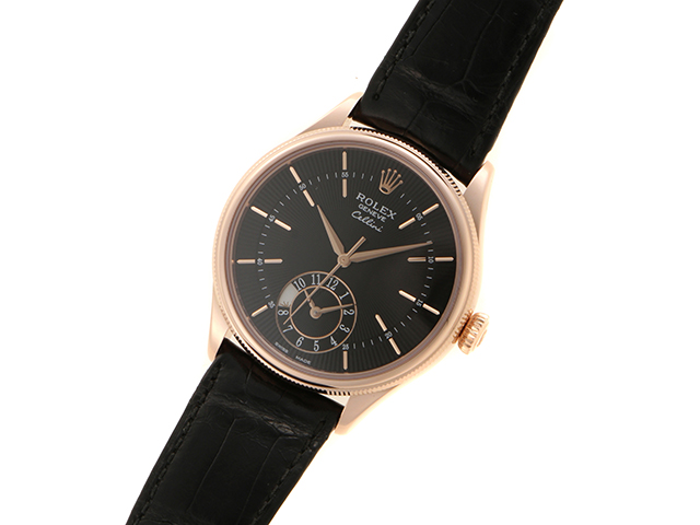 ROLEX ロレックス チェリーニ デュアルタイム 50525 PG/革 黒文字盤