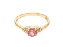 JEWELRY　ジュエリー　K18　ダイヤモンド0.08ct　ピンクトルマリン　約1.8g　8号　2143600344414【207】