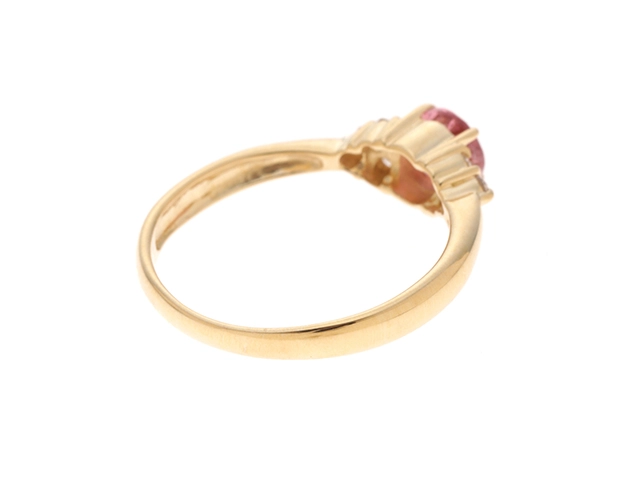 JEWELRY ジュエリー K18 ダイヤモンド0.08ct ピンクトルマリン 約1.8g 8号 2143600344414【207】