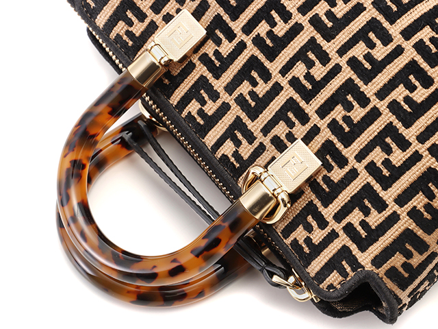 FENDI フェンディ バイザウェイ ミニ ブラック ラフィア べっ甲 FENDI フェンディ バイザウェイ ミニ ブラック ラフィア べっ甲